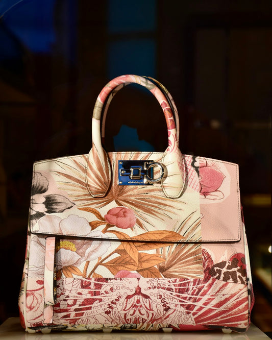 Crest leather tote bag